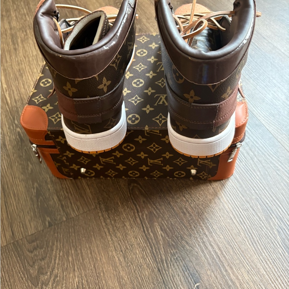 Louis Vuitton Brown and White Monogram Sneakers